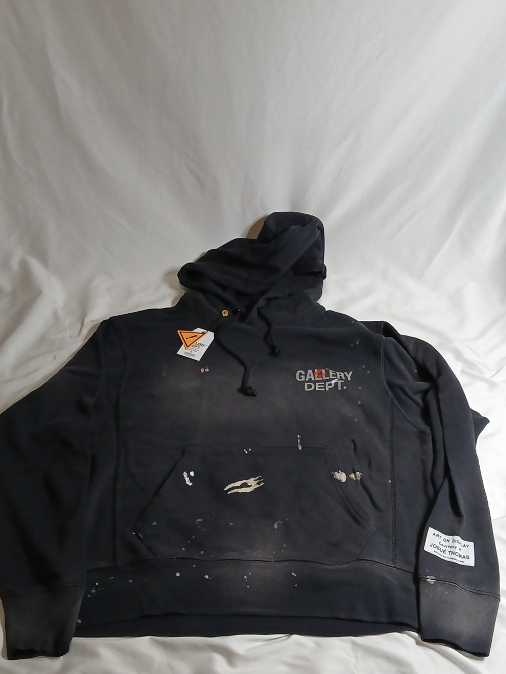 Gallery Dept Black Paint-Splatter Hooded Pullover